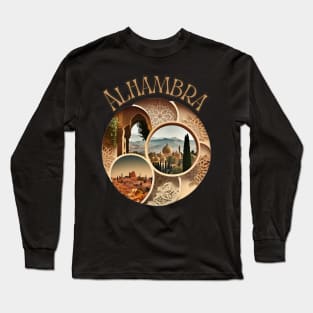 Alhambra Palace Granada Spain - Retro Travel Long Sleeve T-Shirt